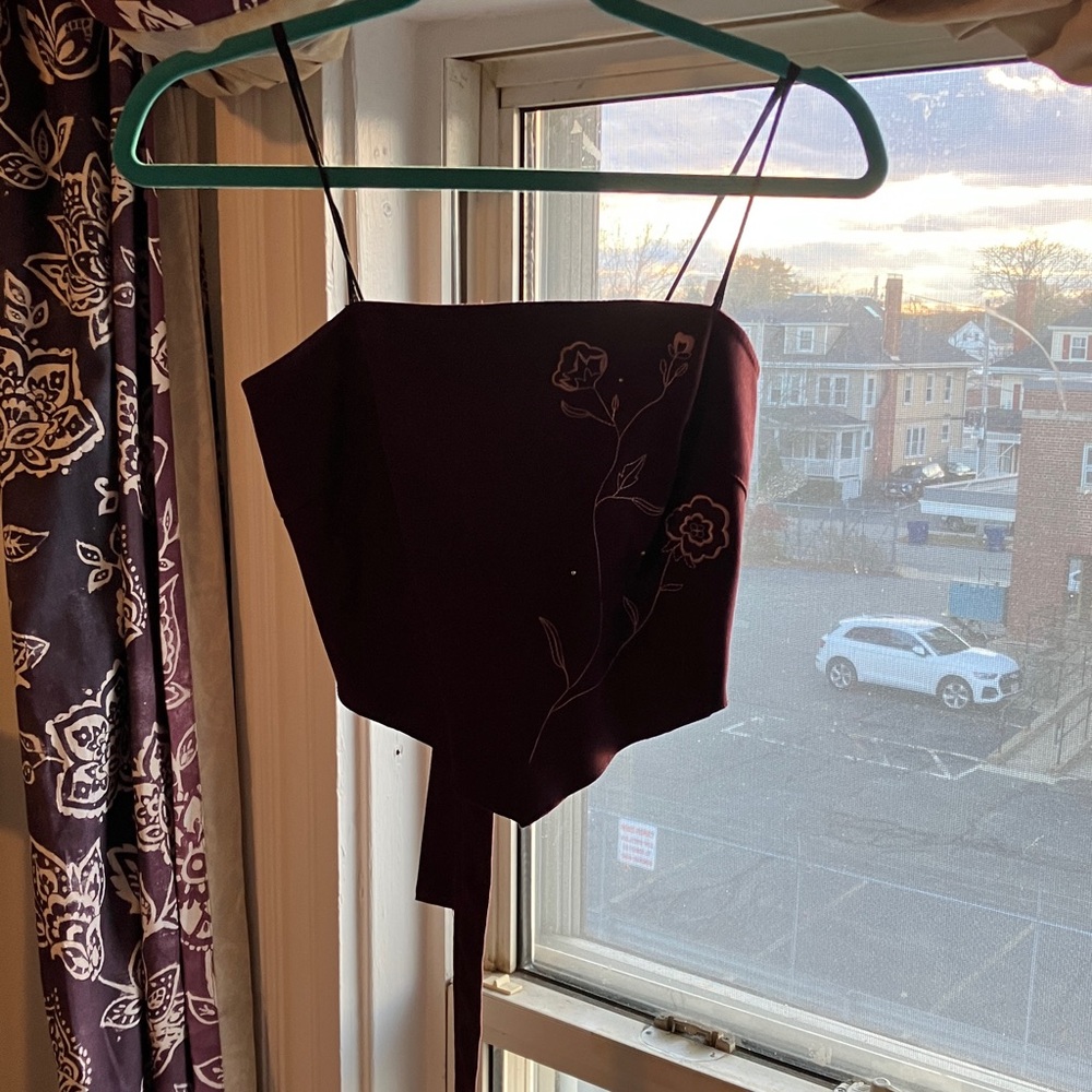 Elegant Dark Purple Strapless Top